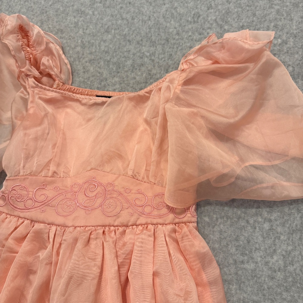 Wicked Glinda Peach Pink Embroidered Dress Adult SM Cosplay Halloween Costume - Picture 7 of 12